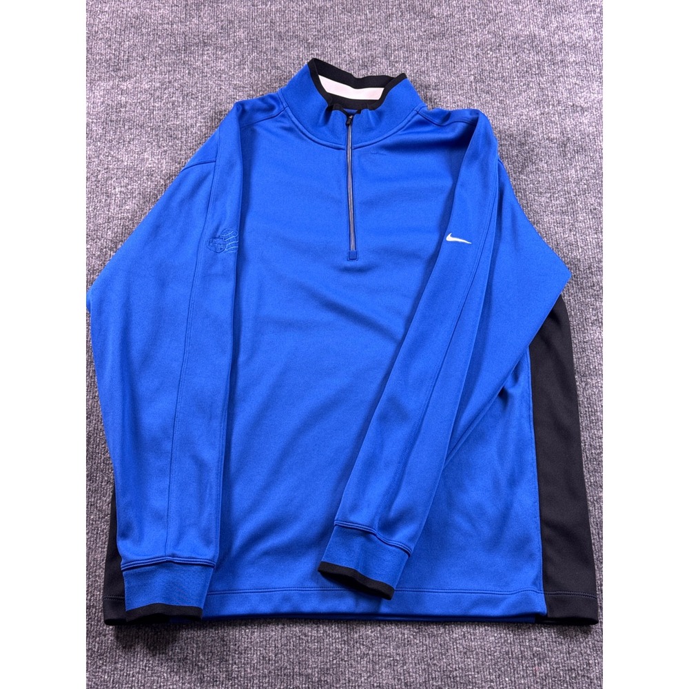 Nike Golf Dri-FIT Pullover L Blue Black Half Zip Kroger Embroidered